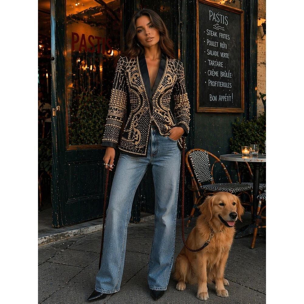 Pearl Baroque TROMPE L'OIEL Women’s Small Jacket WITH FRONT SNAP